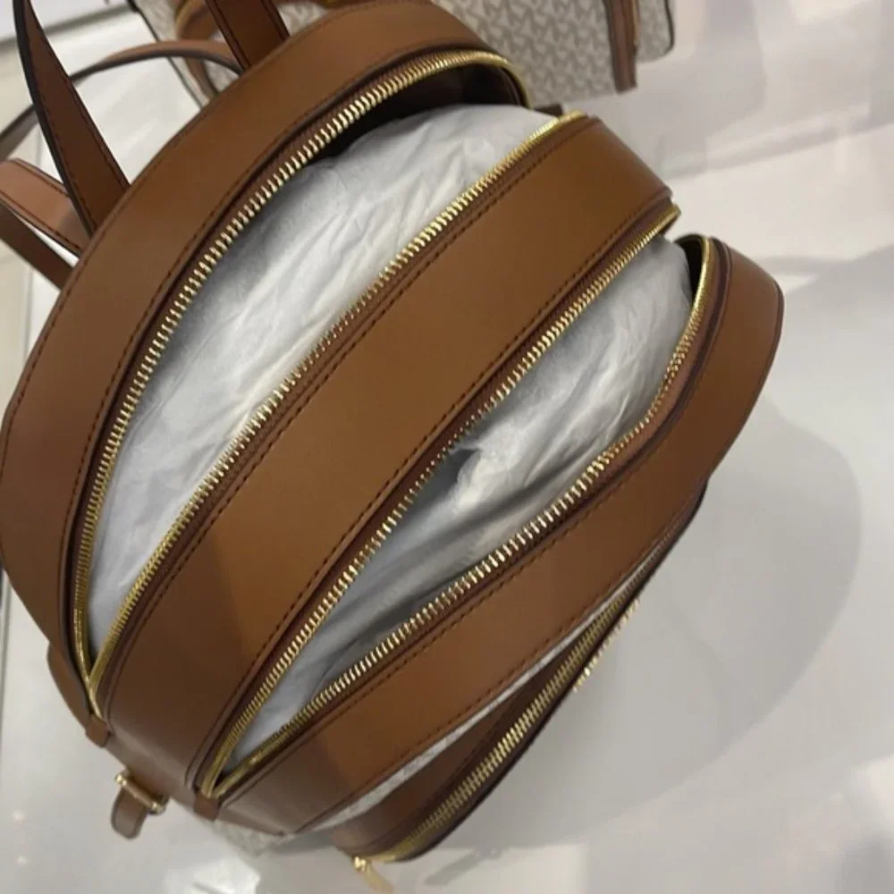 Michael Kors Jaycee Large Zip Pocket Backpack Vanilla